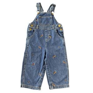 VTG Horse Equestrian Embroidered Colt Denim Overalls Bibs Size 24 Months